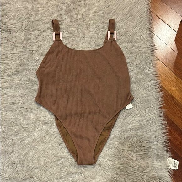NWT aerie one piece cheekiest upf 50 brown and pink swimsuit - Picture 1 of 4